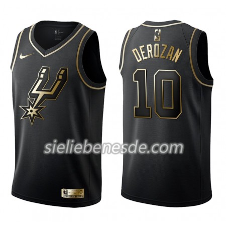 Herren NBA San Antonio Spurs Trikot DeMar DeRozan 10 Nike Schwarz Golden Edition Swingman